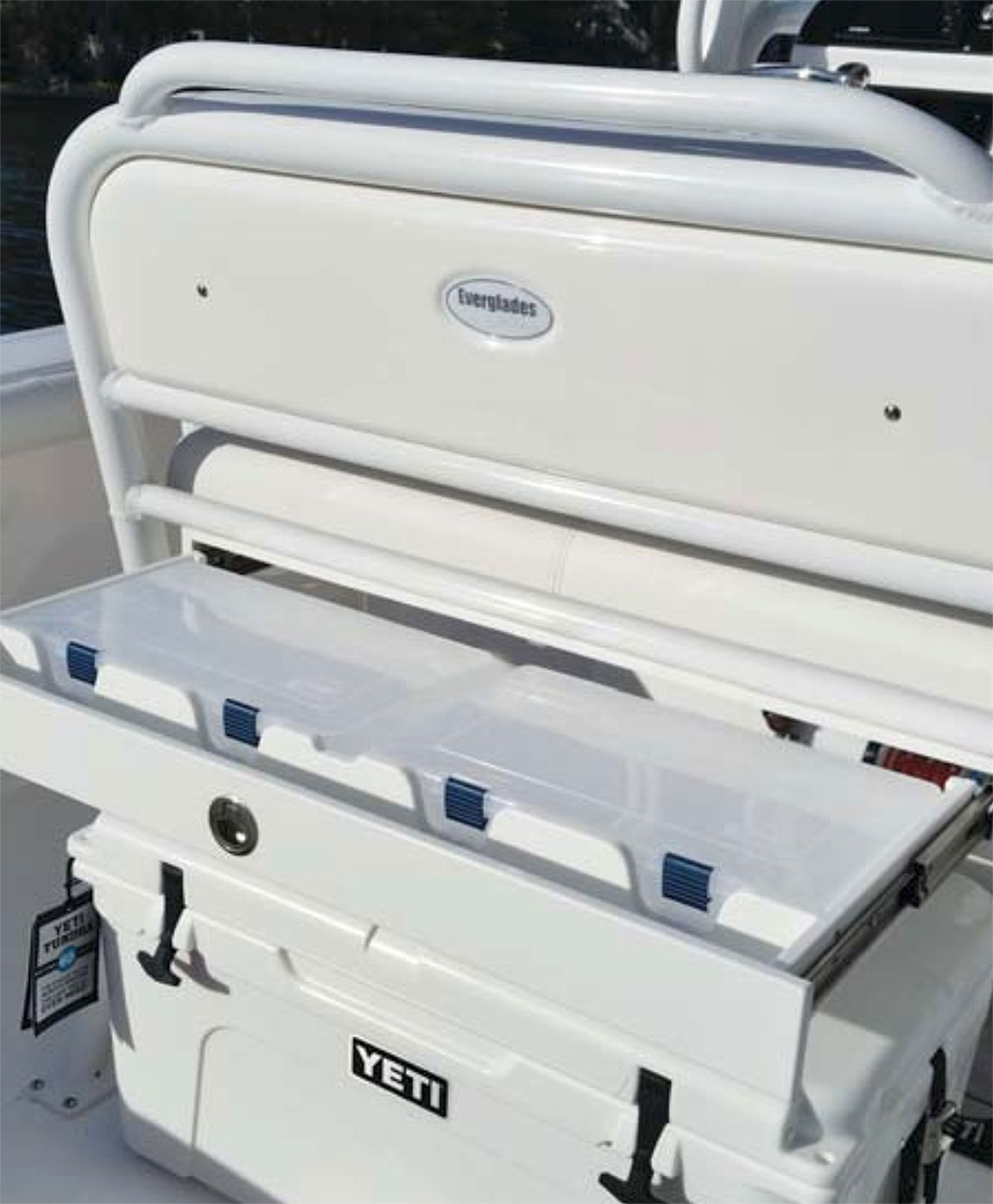 Helm seat with carry on Yeti cooler